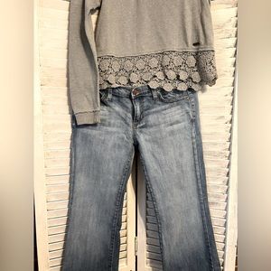 Piper Wide Leg Jeans Abercrombie & Fitch Grey Midriff
